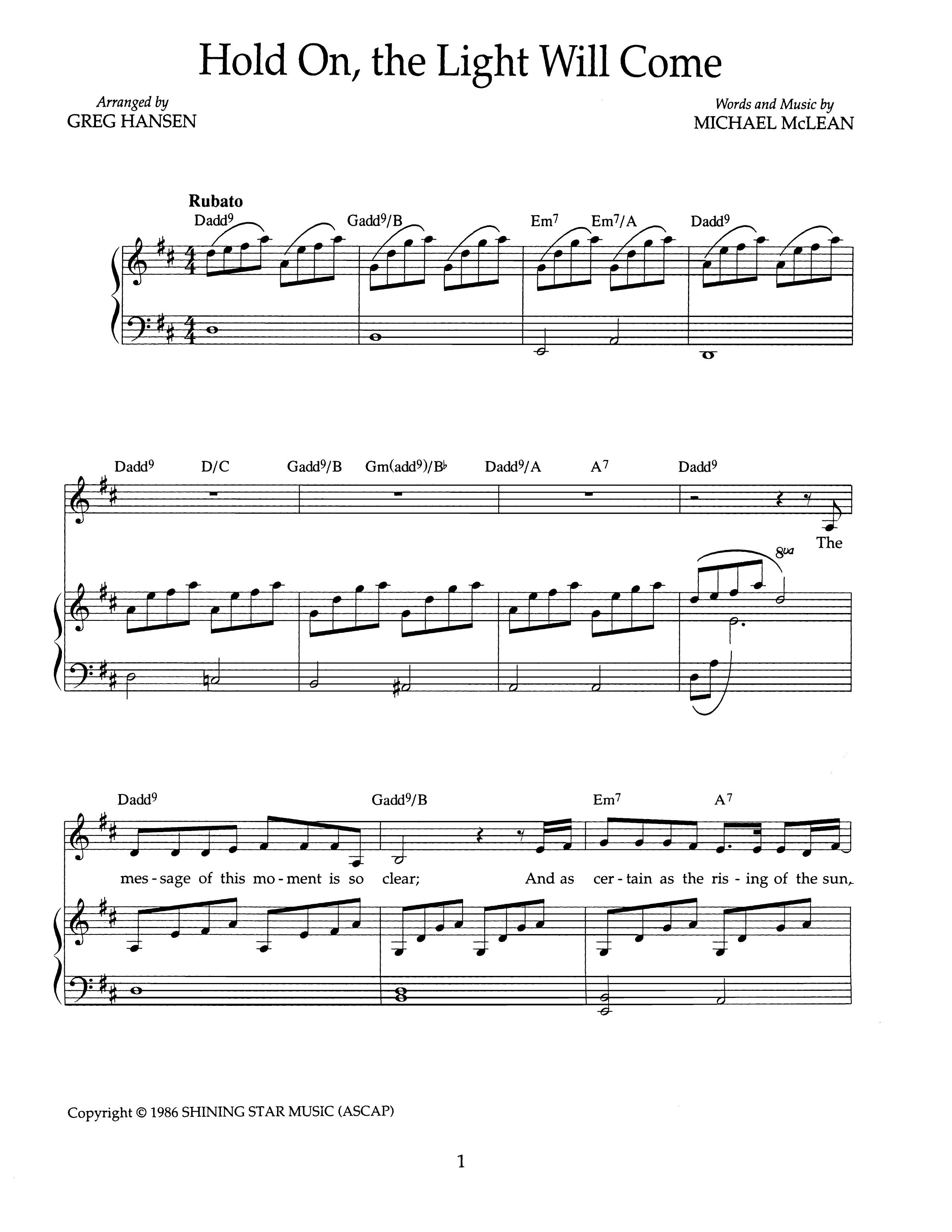 Hold On, the Light Will Come