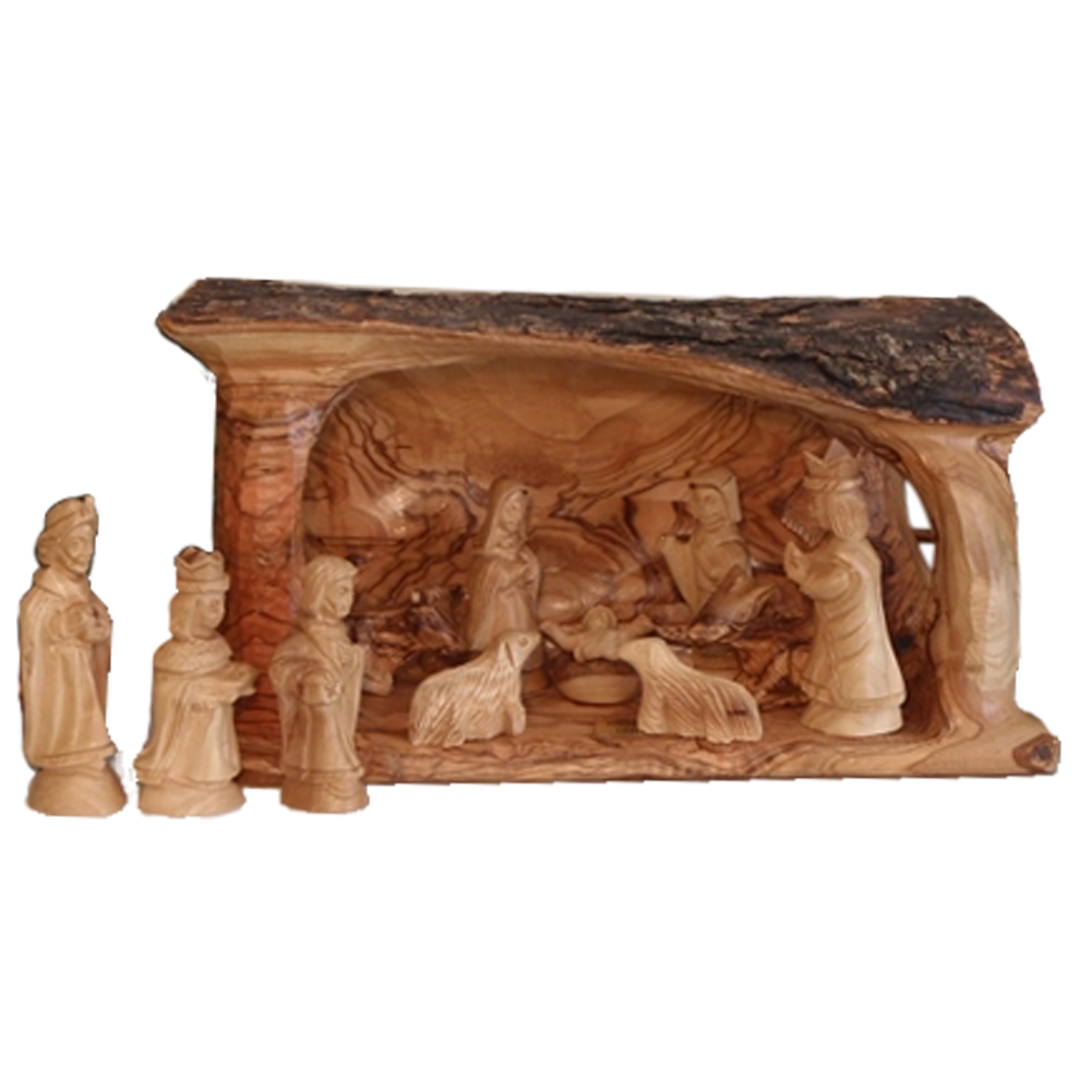 Olive Wood Nativity Stable Branch