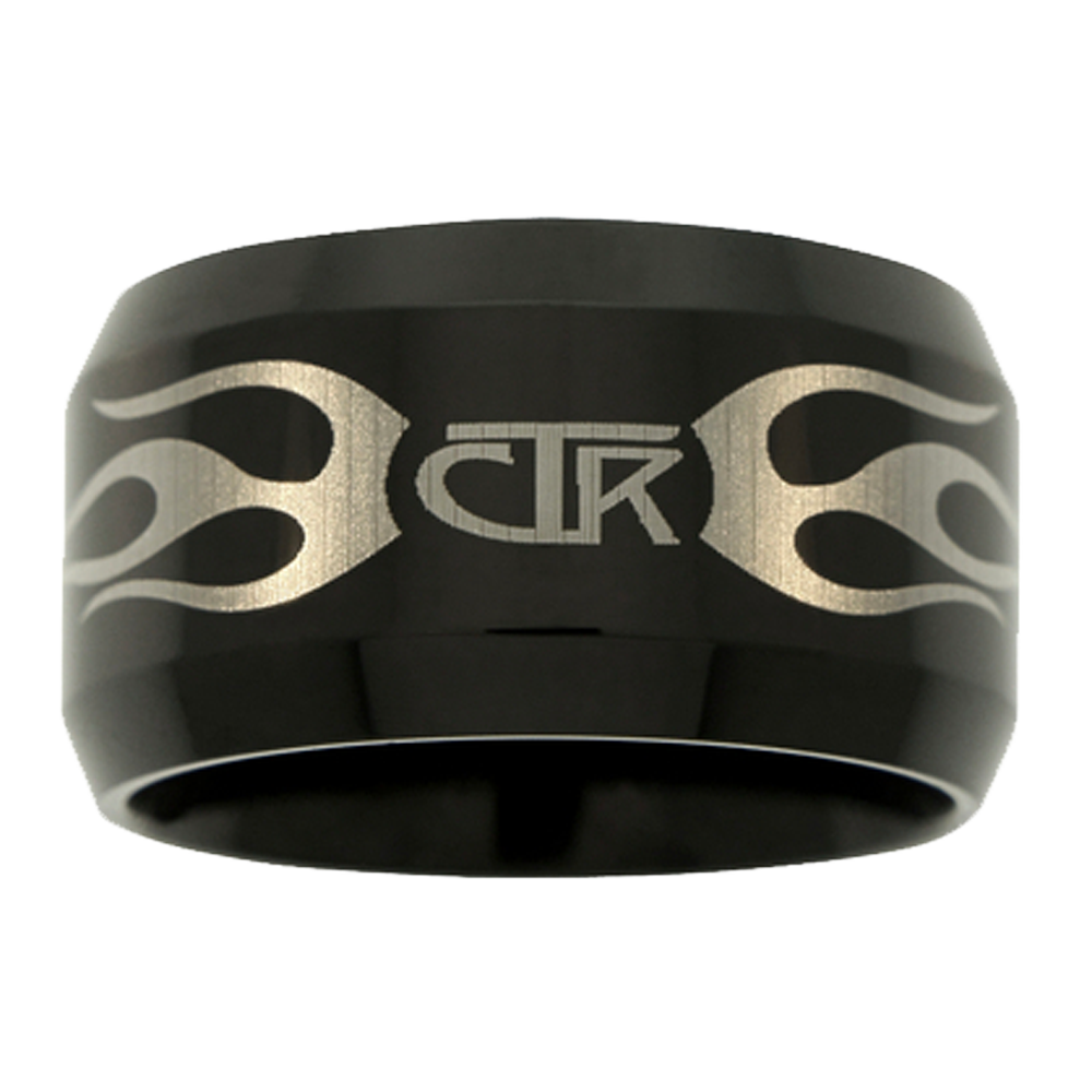 Ignitor Flames Black Tungsten Carbide CTR Ring, , large image number 0