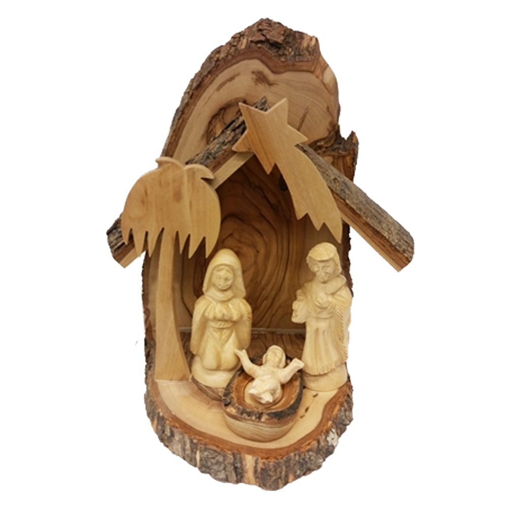 Holy Family Arched Bark Nativity Grotto