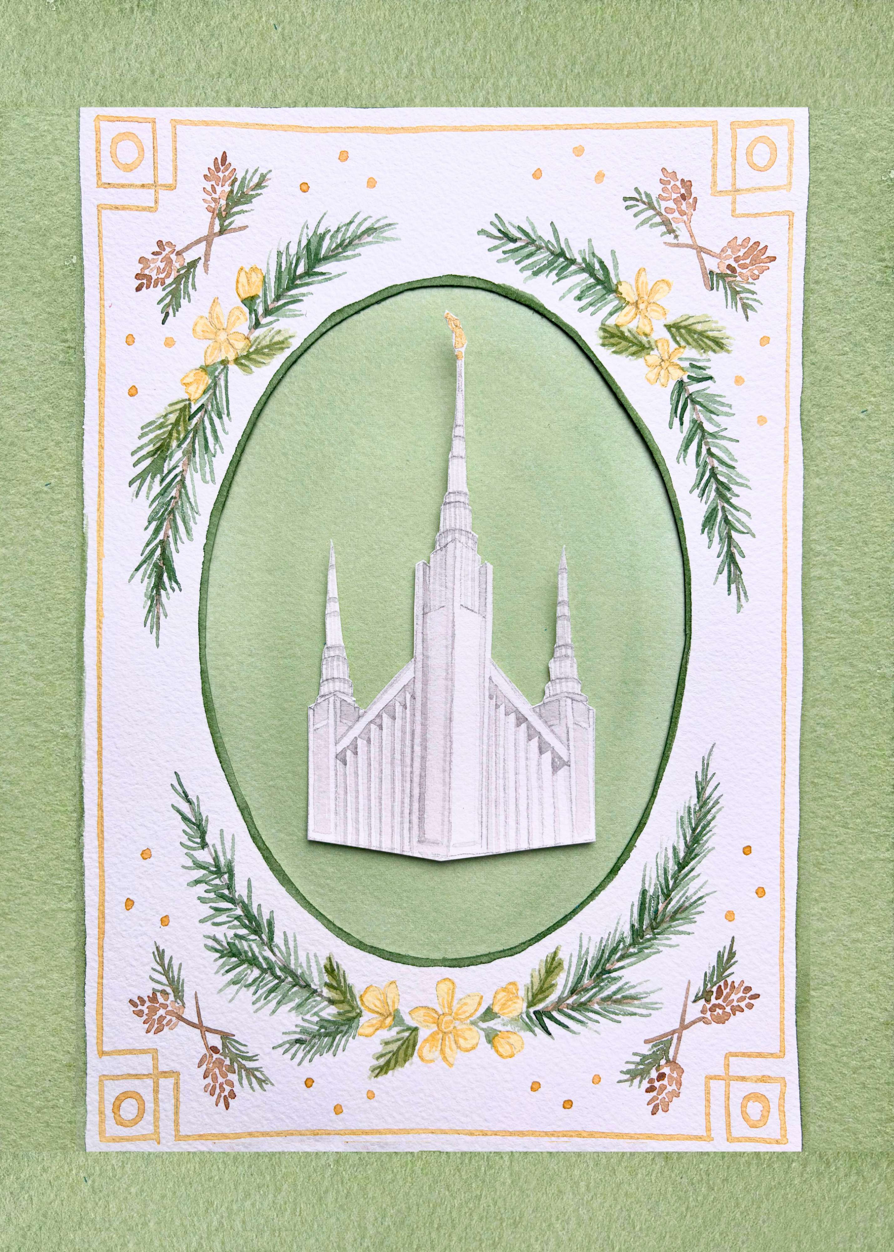 Portland Oregon Temple Cottagecore Style Print