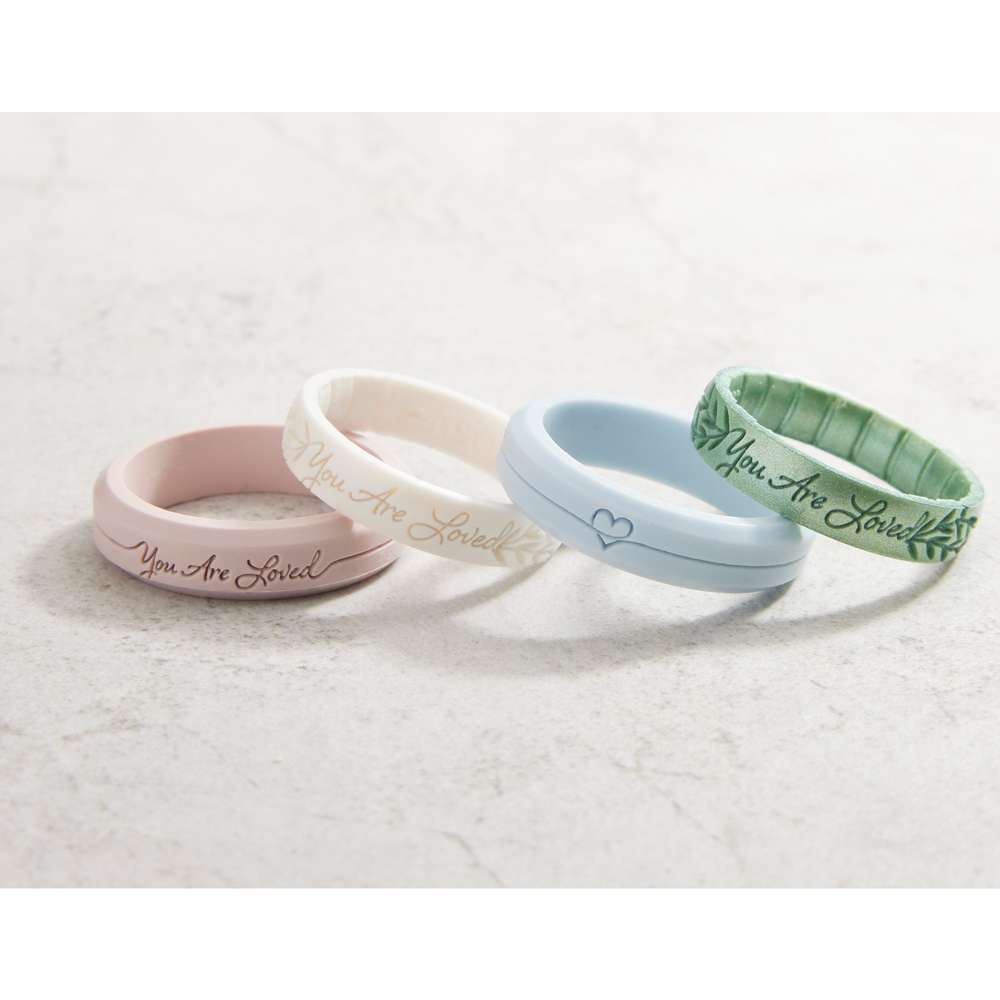 You Are Loved Green Laurel Leaf Silicone Ring, , large image number 2