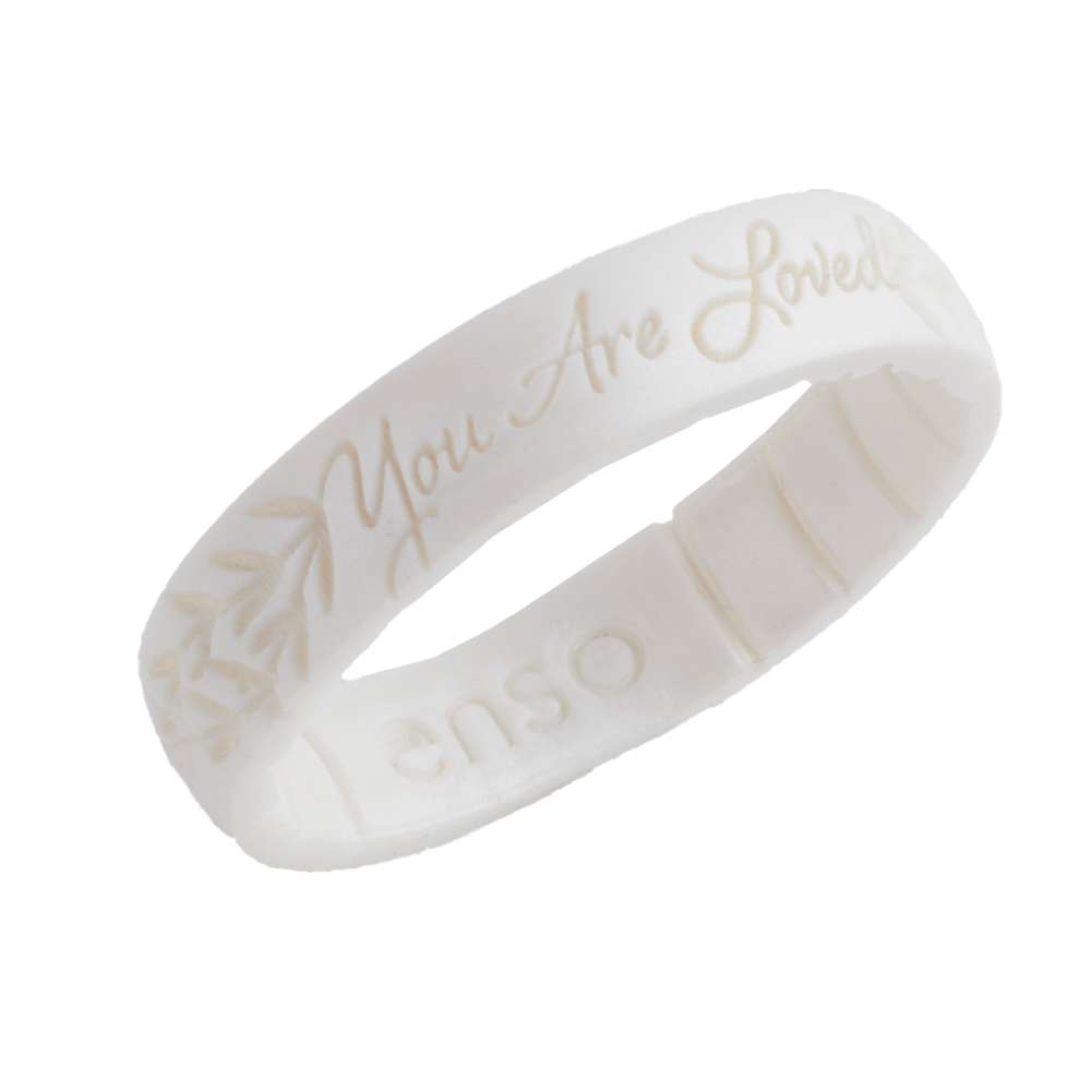 You Are Loved Pearl Laurel Leaf Silicone Ring, , large image number 0