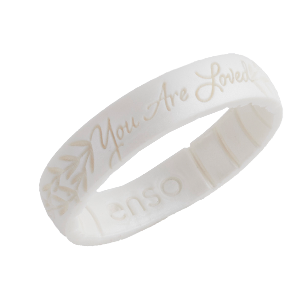 You Are Loved Pearl Laurel Leaf Silicone Ring