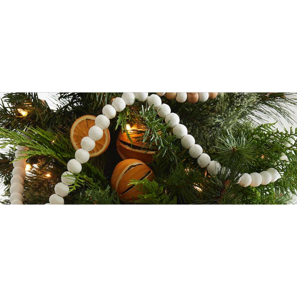 White Wood Beaded Garland, , large image number 1