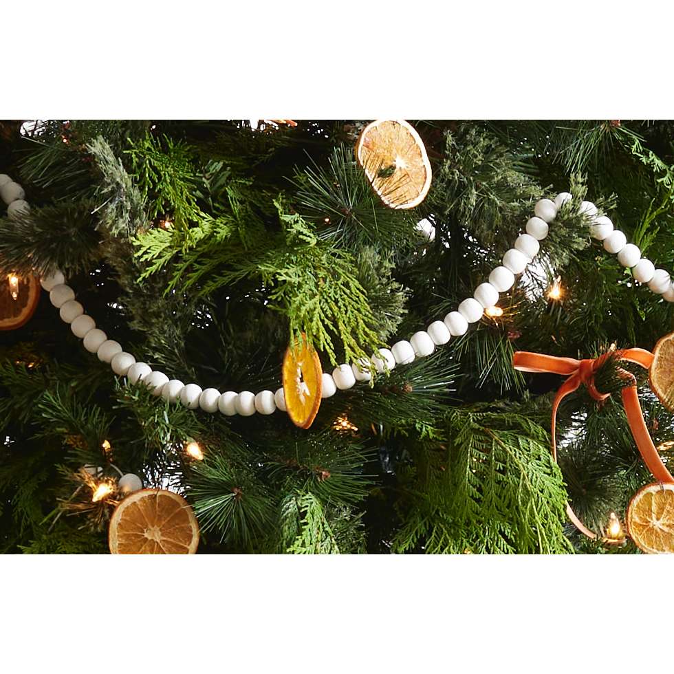 White Wood Beaded Garland, , large image number 2