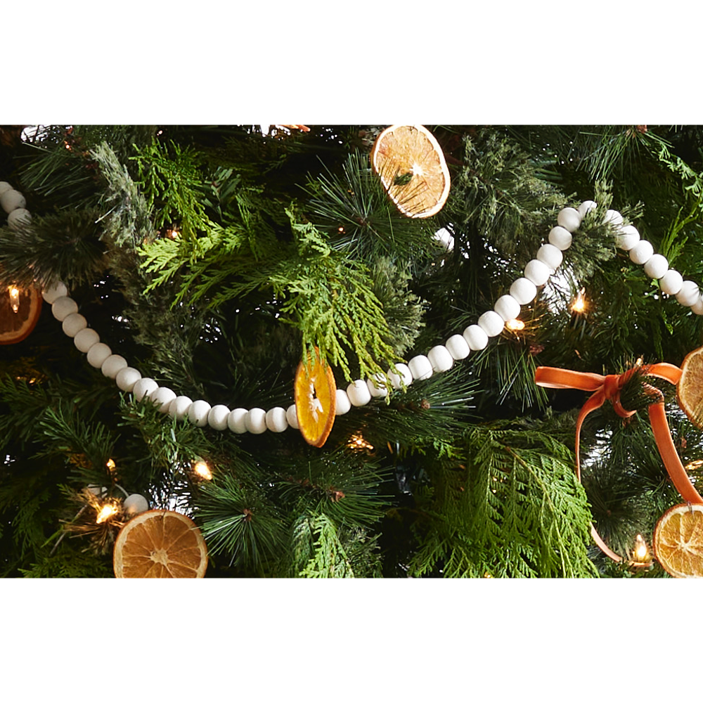 White Wood Beaded Garland, , large image number 2