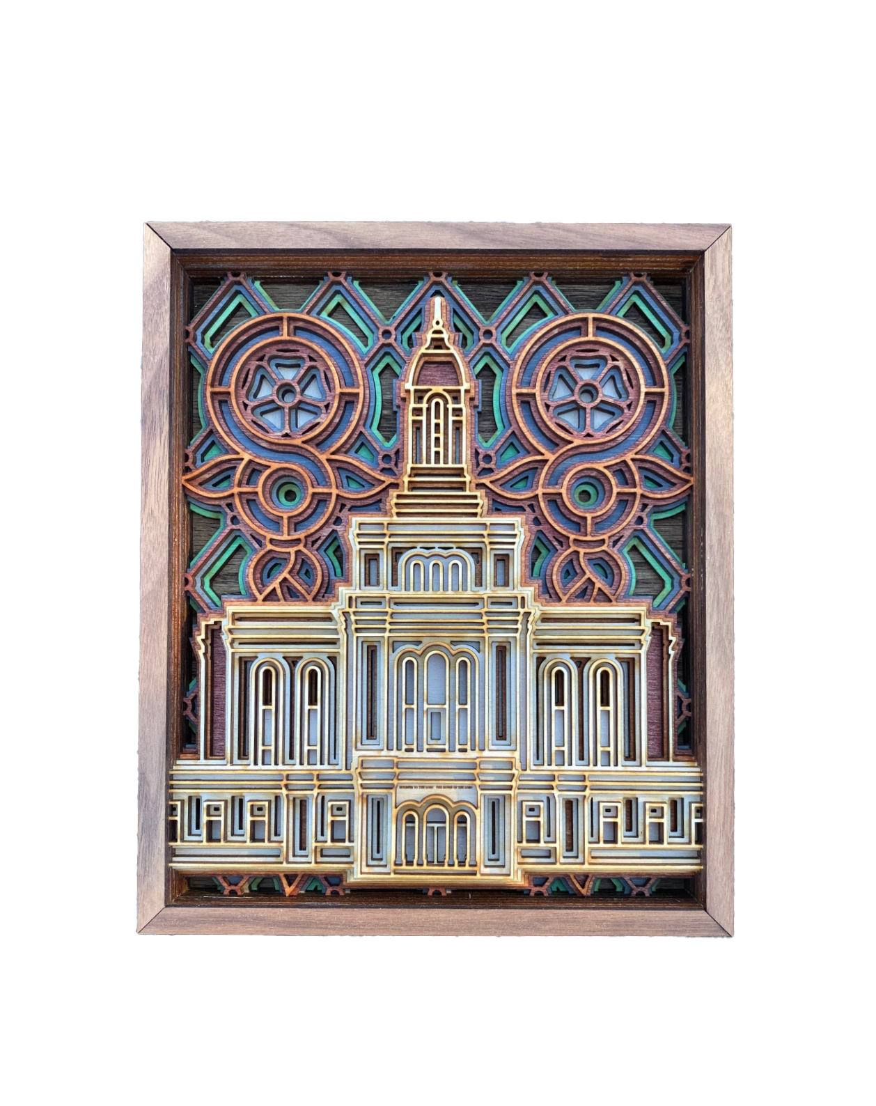 Deseret Peak Utah Temple Layered Wood Plaque