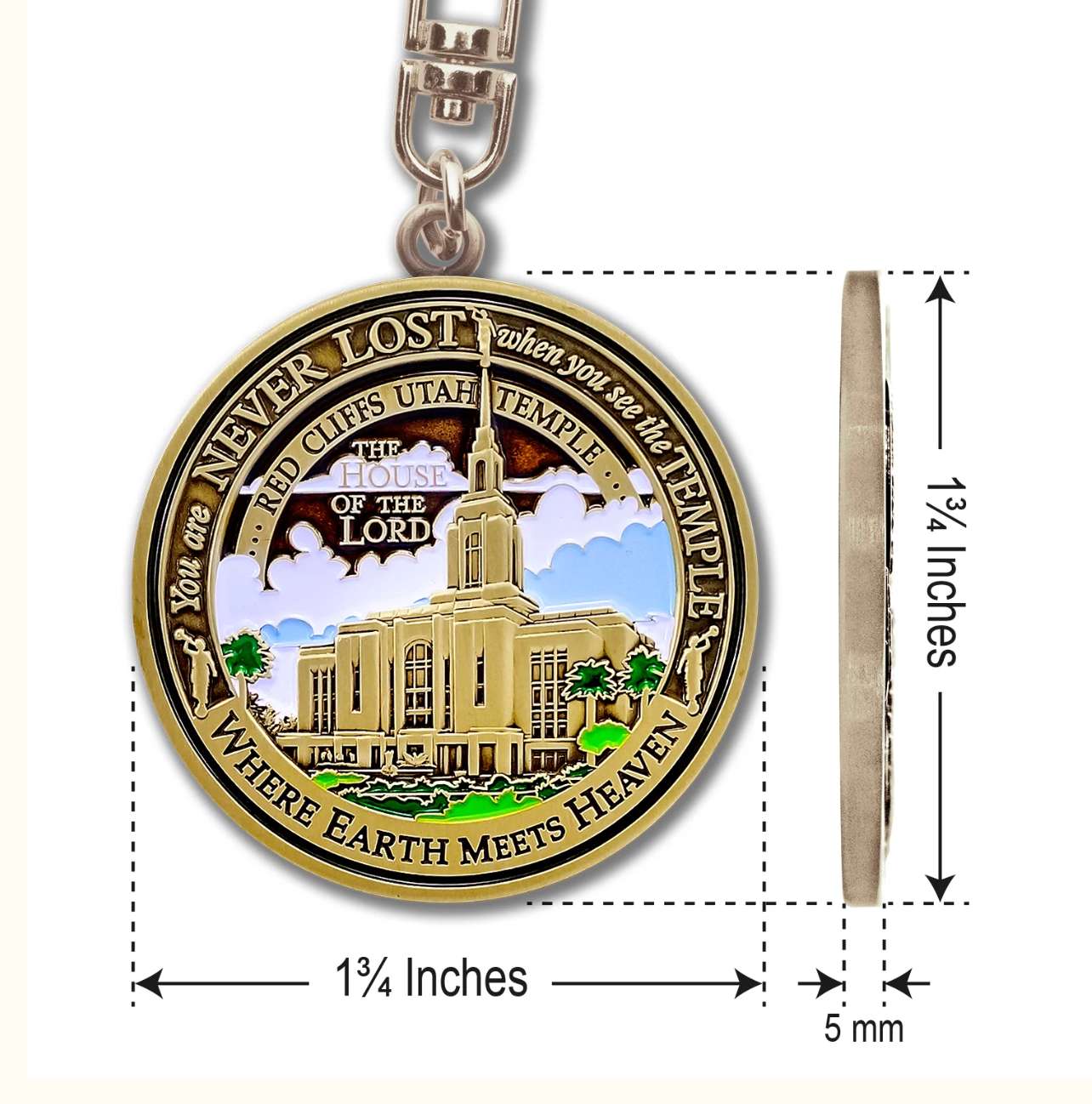 Red Cliffs Utah Temple Keychain, , large