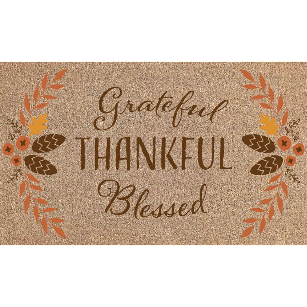 Grateful Thankful Blessed Welcome Mat, , large image number 0