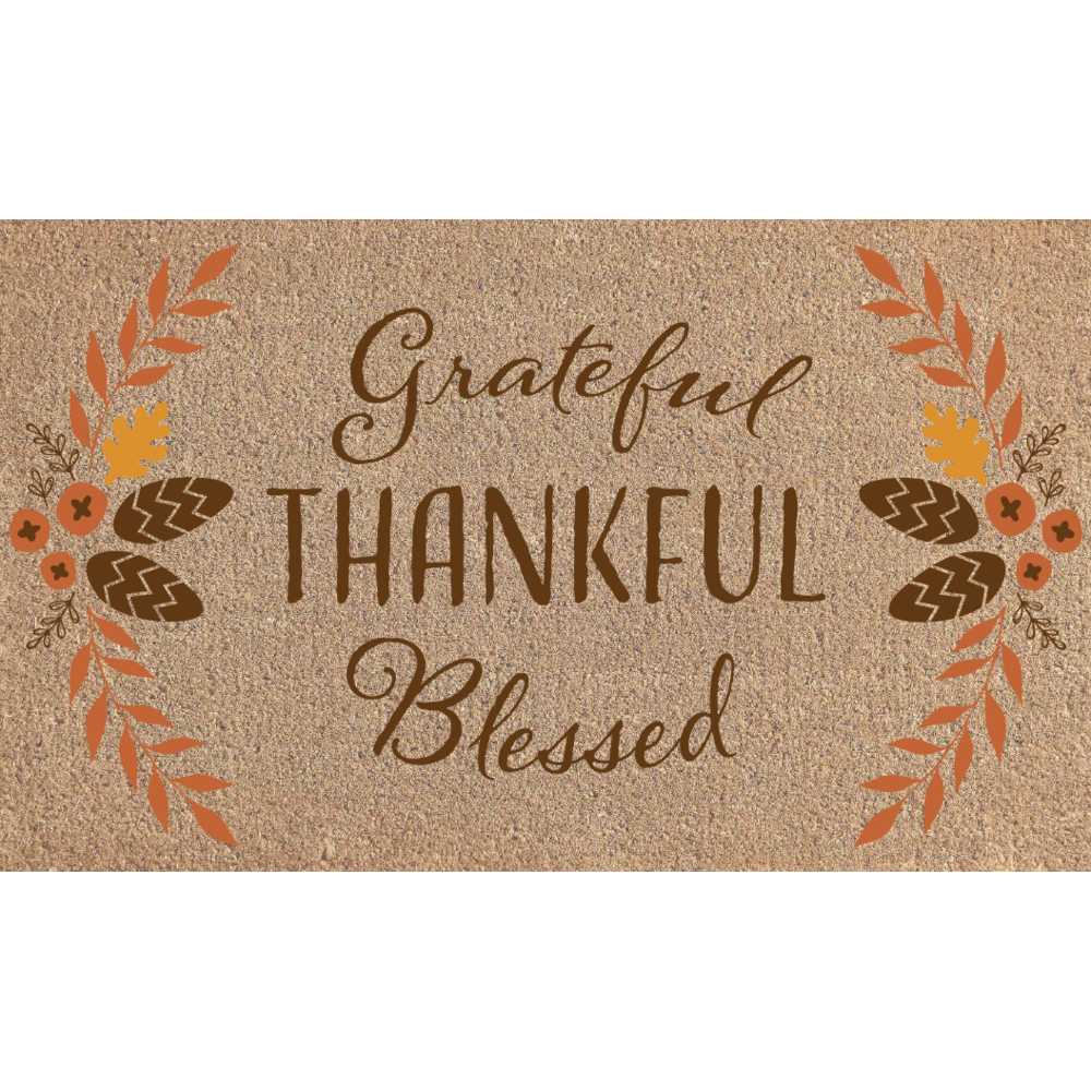 Grateful Thankful Blessed Welcome Mat,  Grateful Thankful Blessed Welcome Mat