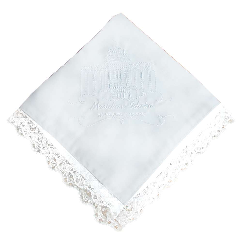 Meridian Idaho Temple Handkerchief - Lace, , large image number 1