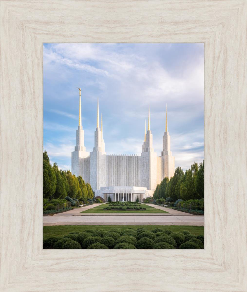 Washington, D.C. Temple, Blue Sky (19x16 Ivory Framed Canvas Print)