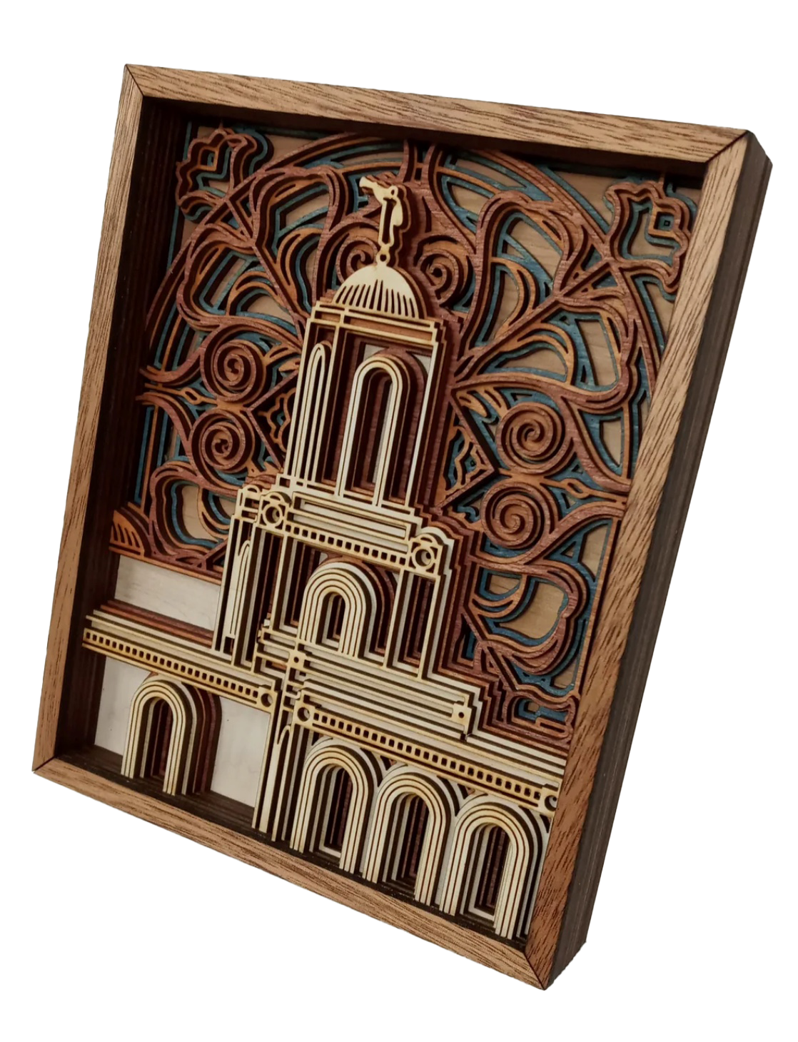 Newport Beach California Temple Layered Wood Plaque, , large