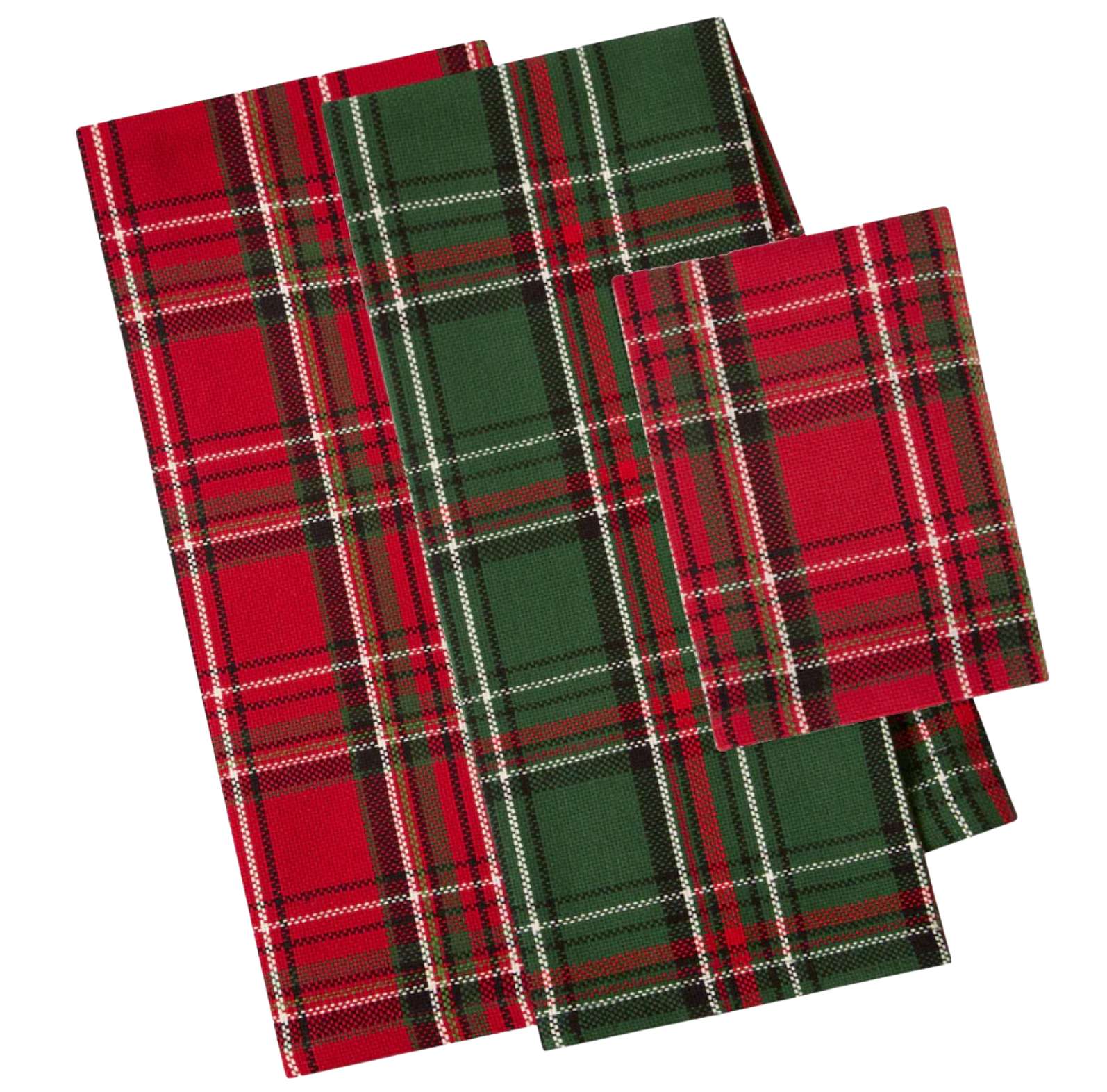 Boughs of Holly Plaid Kitchen Towel Set, , large
