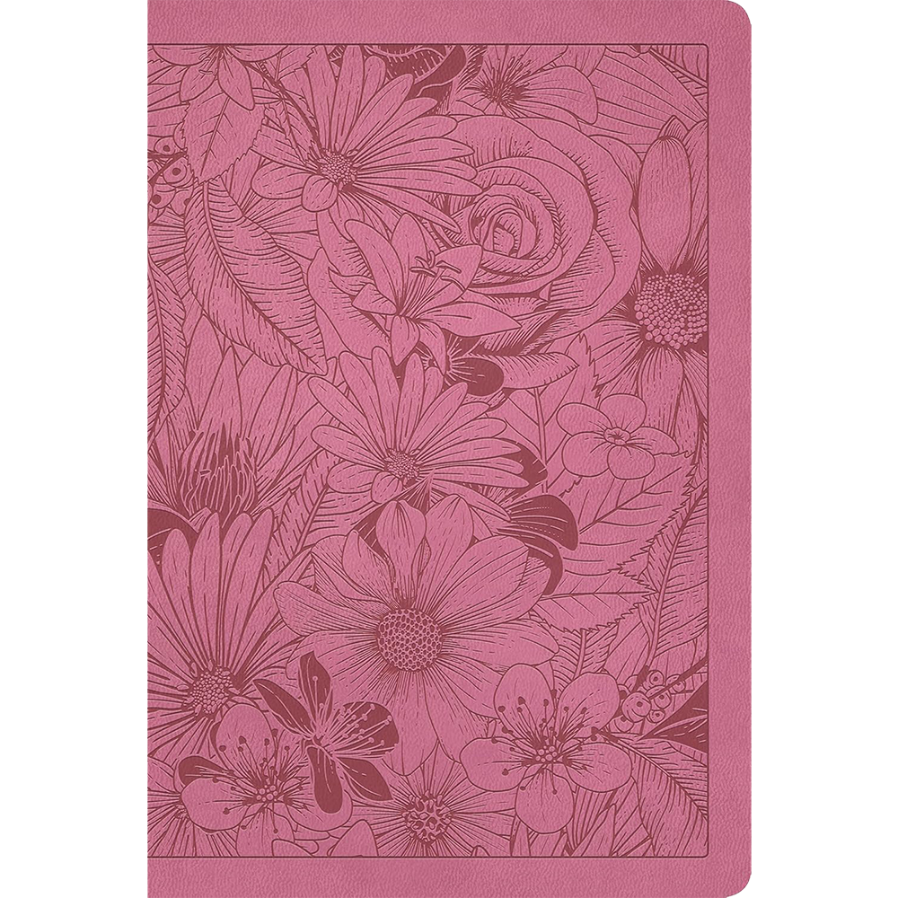 NLT Large Print Premium Value Thinline Bible, Faux Leather, Garden Pink
