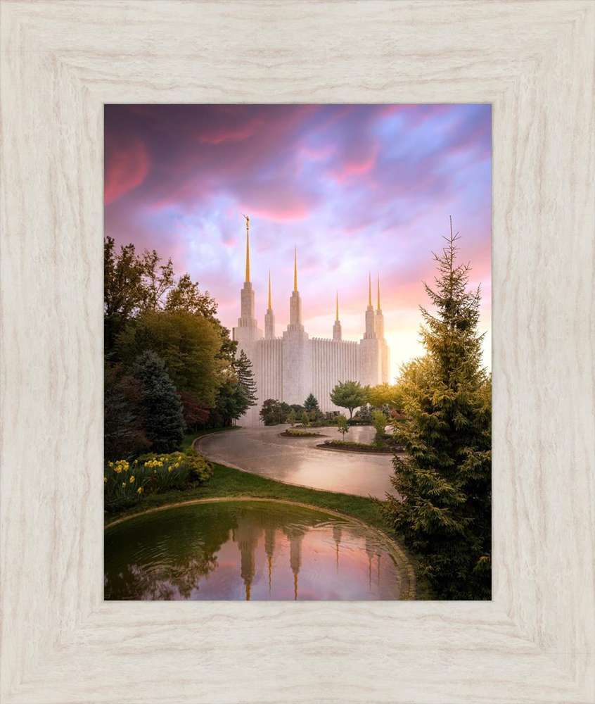 Washington, D.C. Temple, Reflections Into Eternity (46x34 Black Framed Canvas Print)