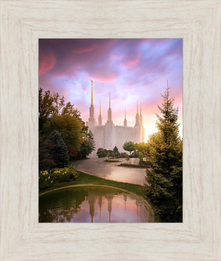 Washington, D.C. Temple, Reflections Into Eternity (46x34 Black Framed Canvas Print)