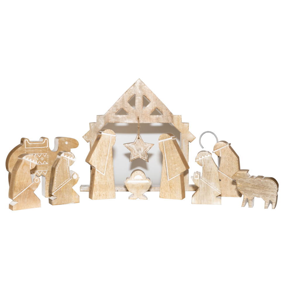 Mango Wood Cutout Nativity