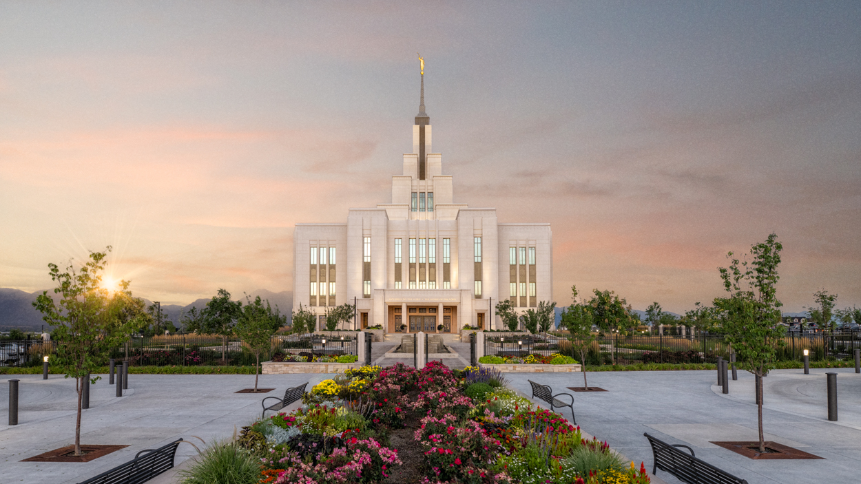 Saratoga Springs Utah Temple, Fire of the Covenant Series (25x43 Framed Canvas Print), , large
