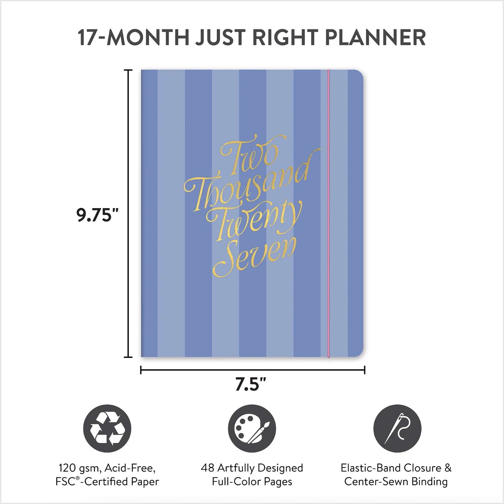 2027 Cabana Stripes Just Right 17-Month Planner, , large