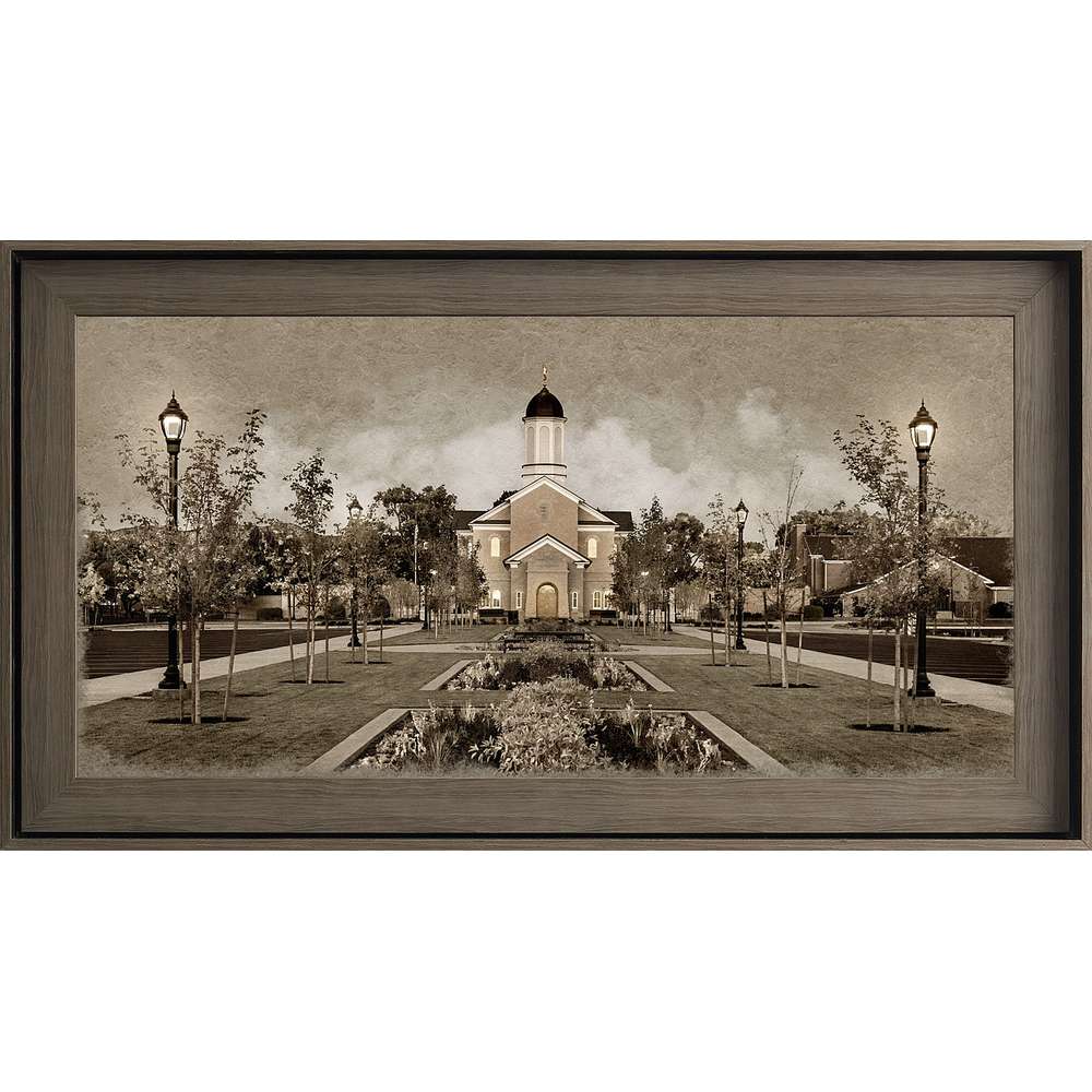 Vernal Utah Temple, Gray Wood (22x39 Framed Textured Paper)