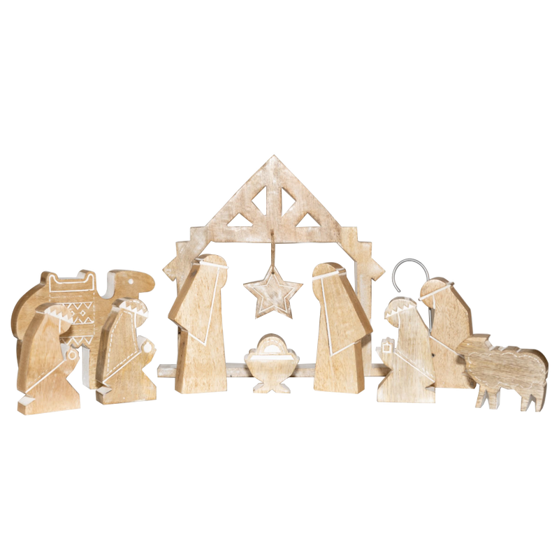 Mango Wood Cutout Nativity, , large