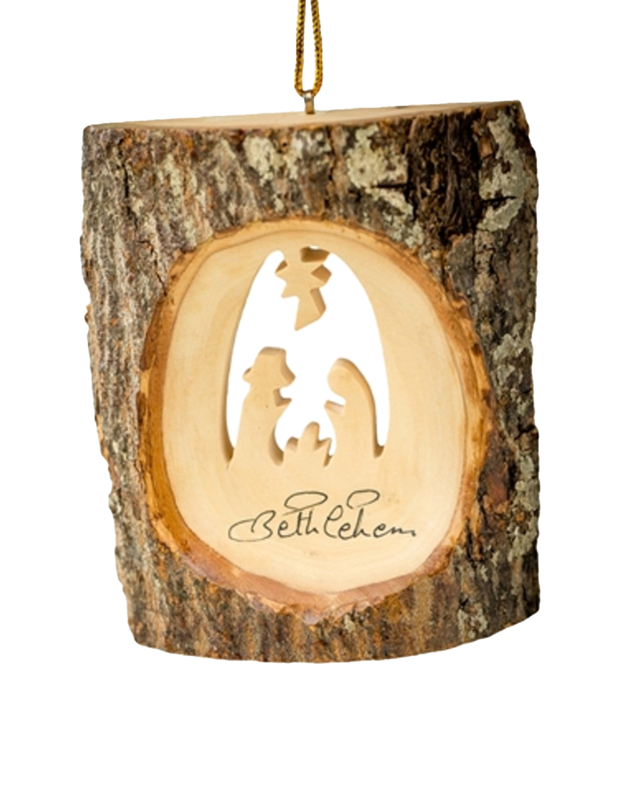 Olive Wood Tree Nativity Ornament