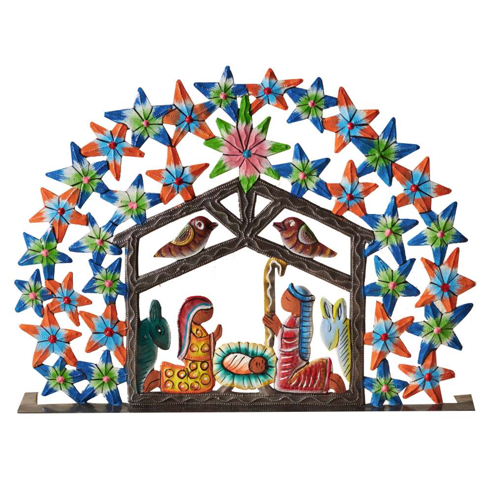 Haitian Floral Arch Metal Nativity, , large image number 0