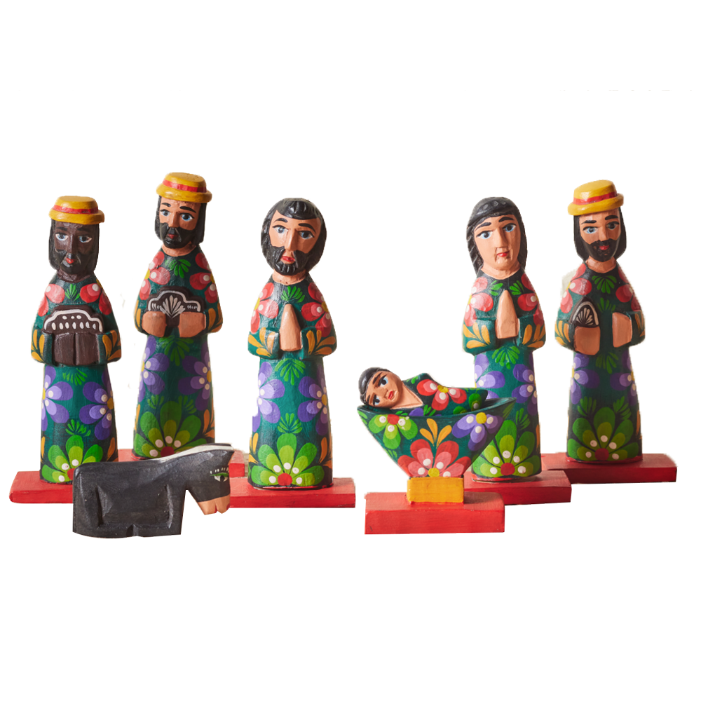 Handmade Guatemalan Tipico Animales Nativity
