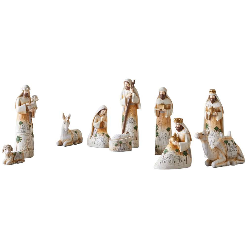 Palm Tree Pattern Wood Nativity Set, , large image number 0