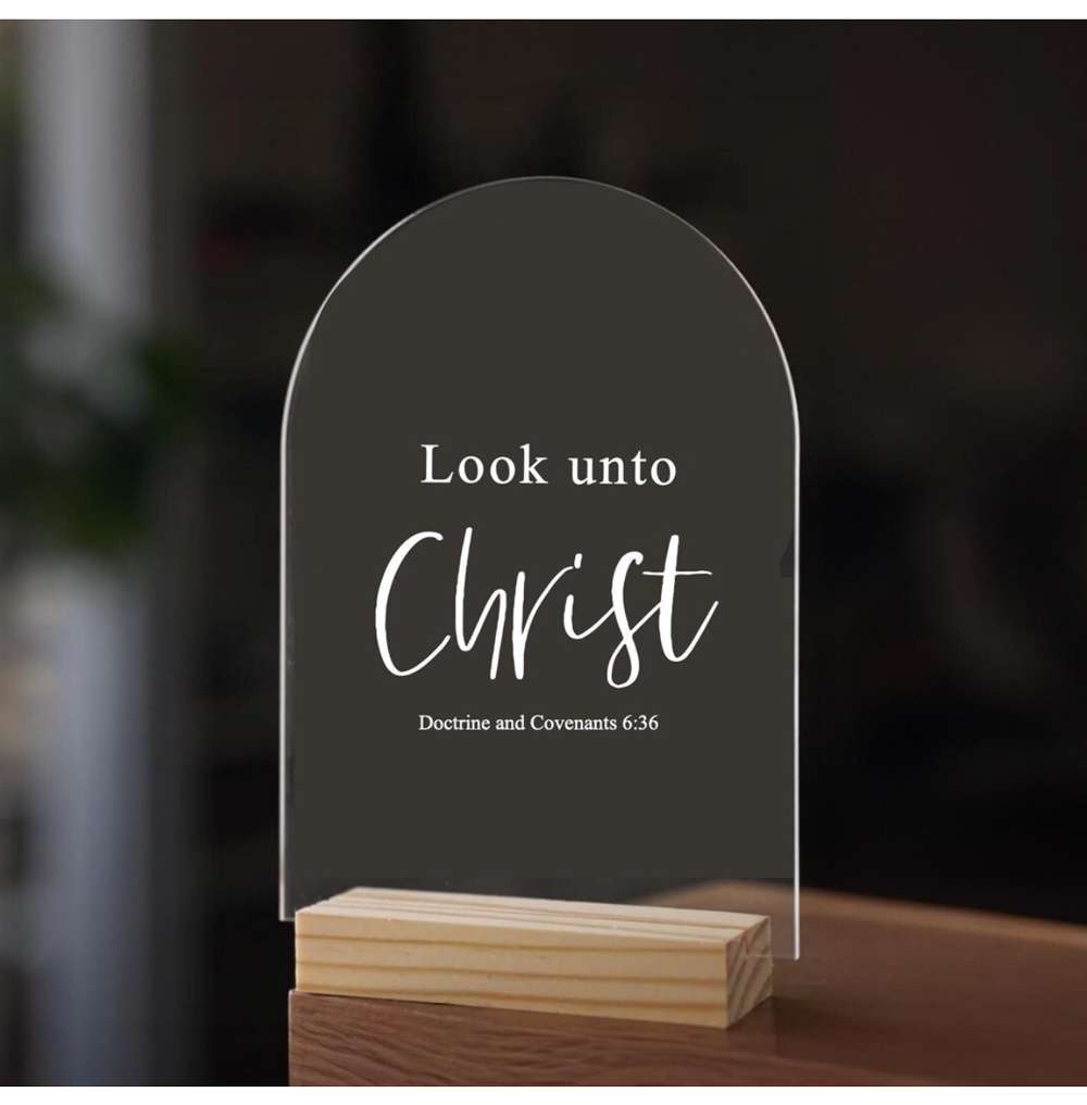 Look unto Christ Acrylic Sign with Wood Block, , large image number 2