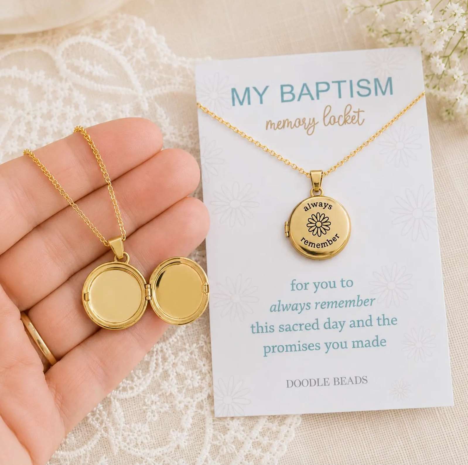 My Baptism Memory Locket Necklace, , large
