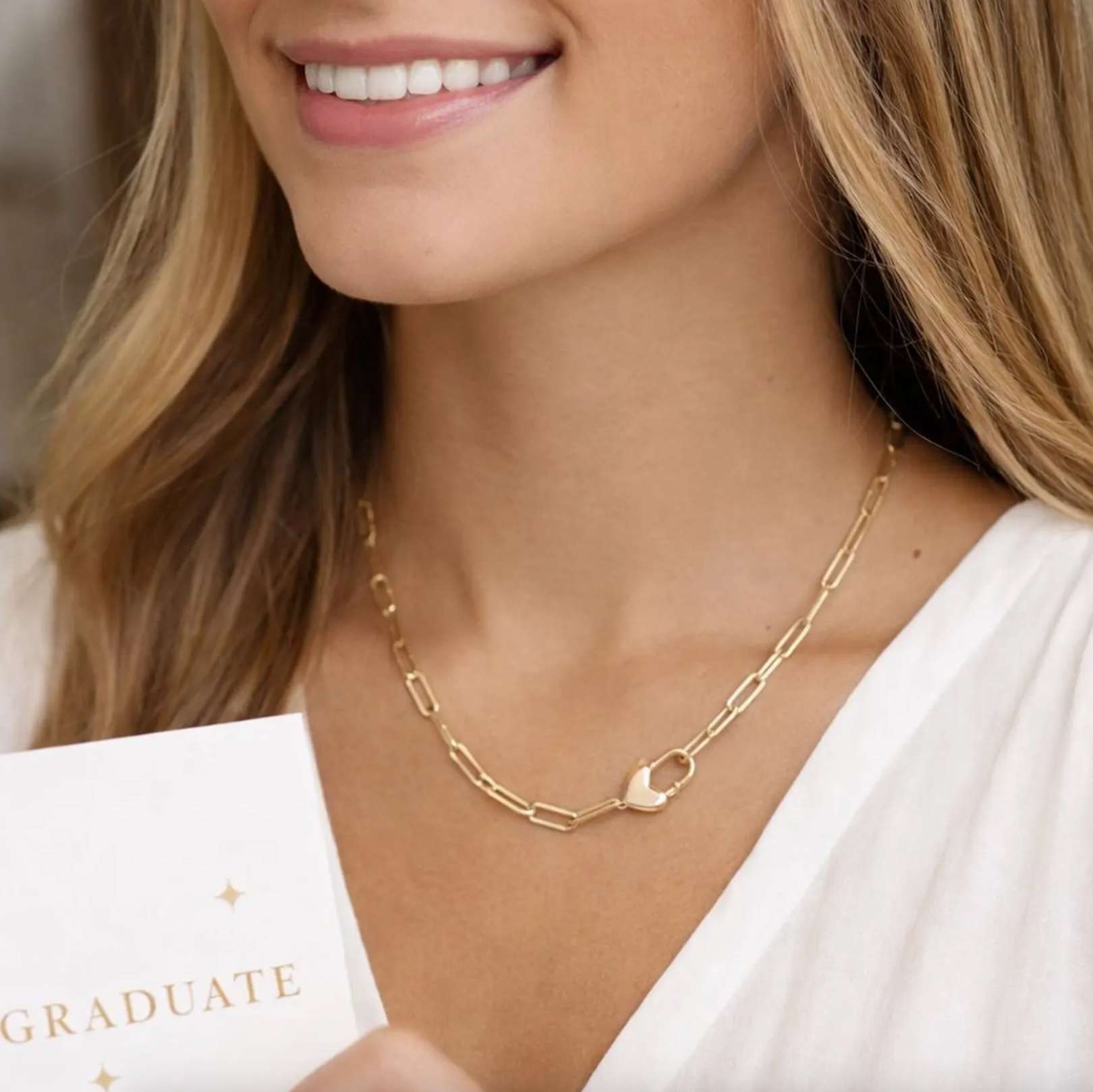 Graduate Heart Padlock Necklace, , large image number 2
