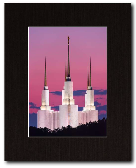 Washington, D.C. Temple Sunset Glow (8x10 Matted Print)