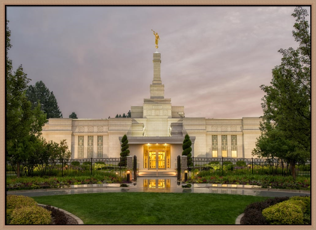 Covenant Path Temple: Spokane Temple (30x41 Framed Canvas Giclee)