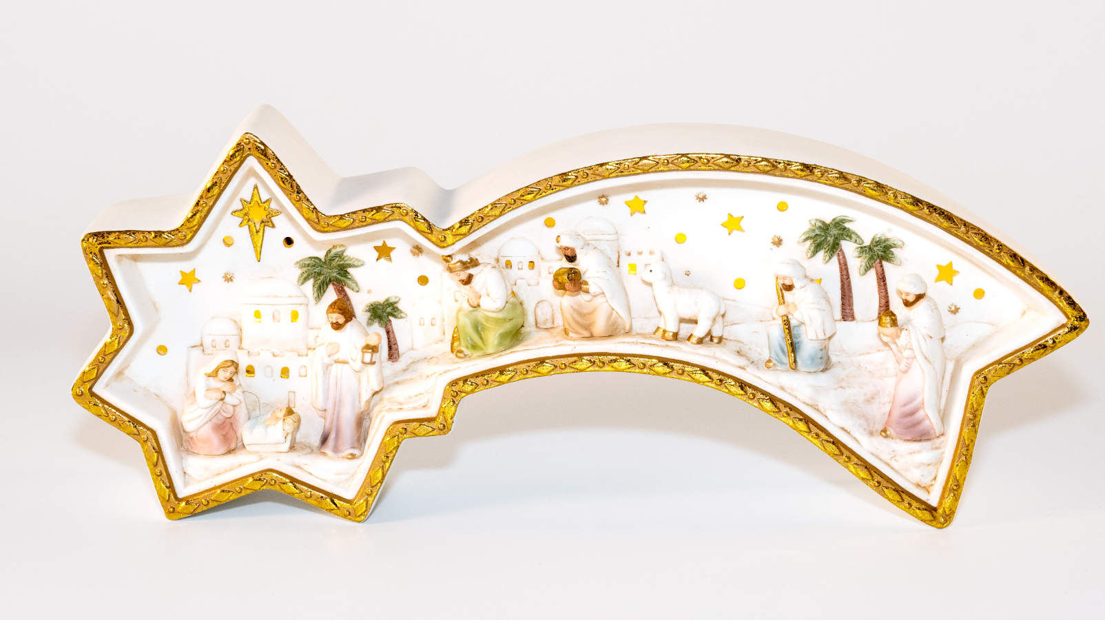 Light-up Shooting Star Porcelain Nativity, , large image number 1