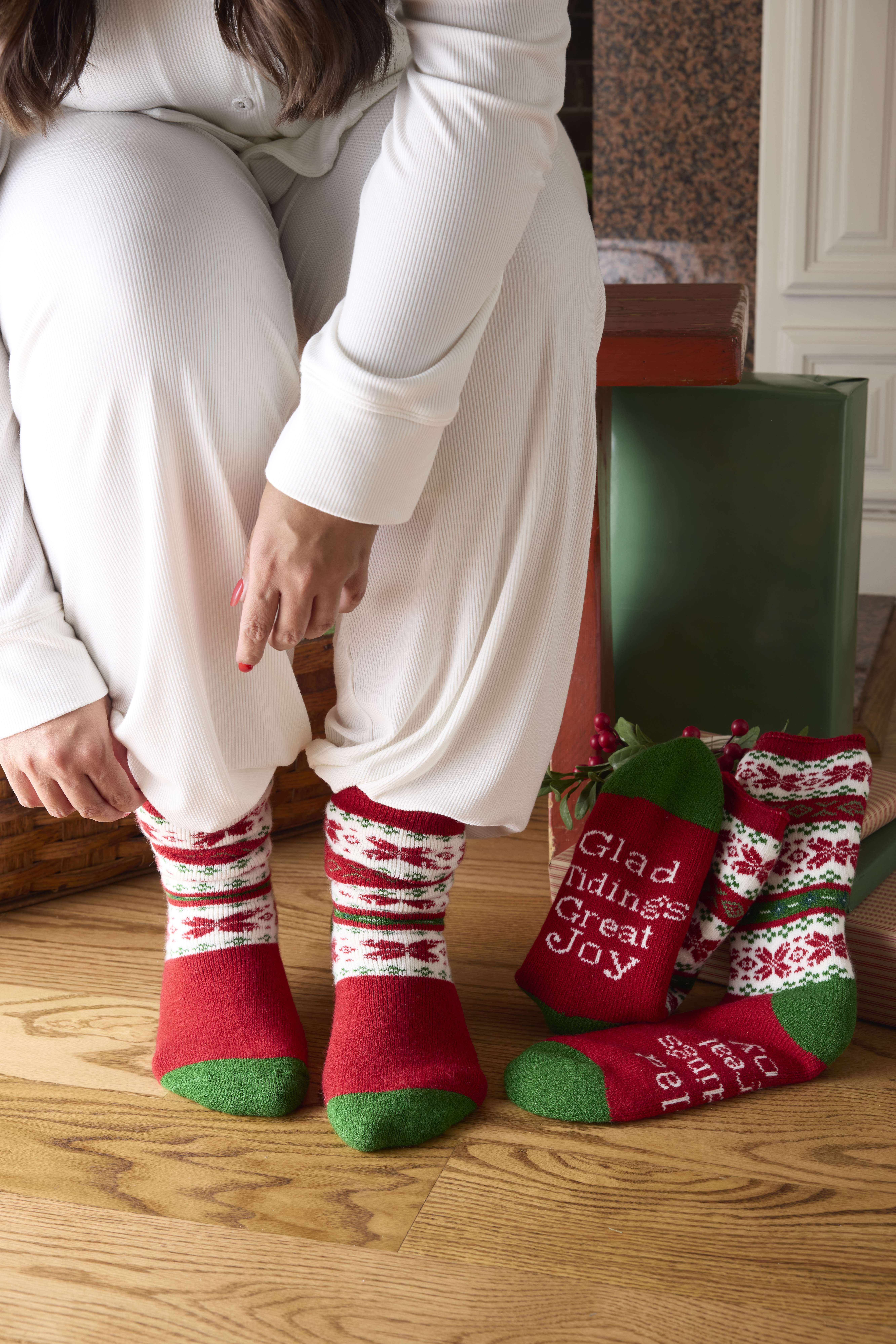 Glad Tidings Great Joy Christmas Socks, , large