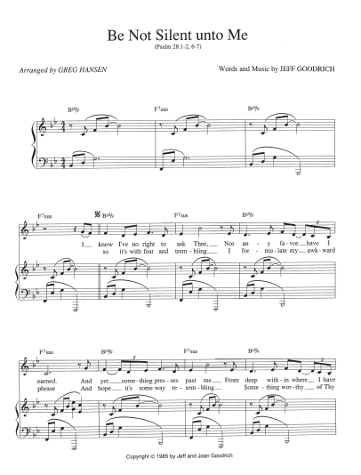 Be Not Silent Unto Me