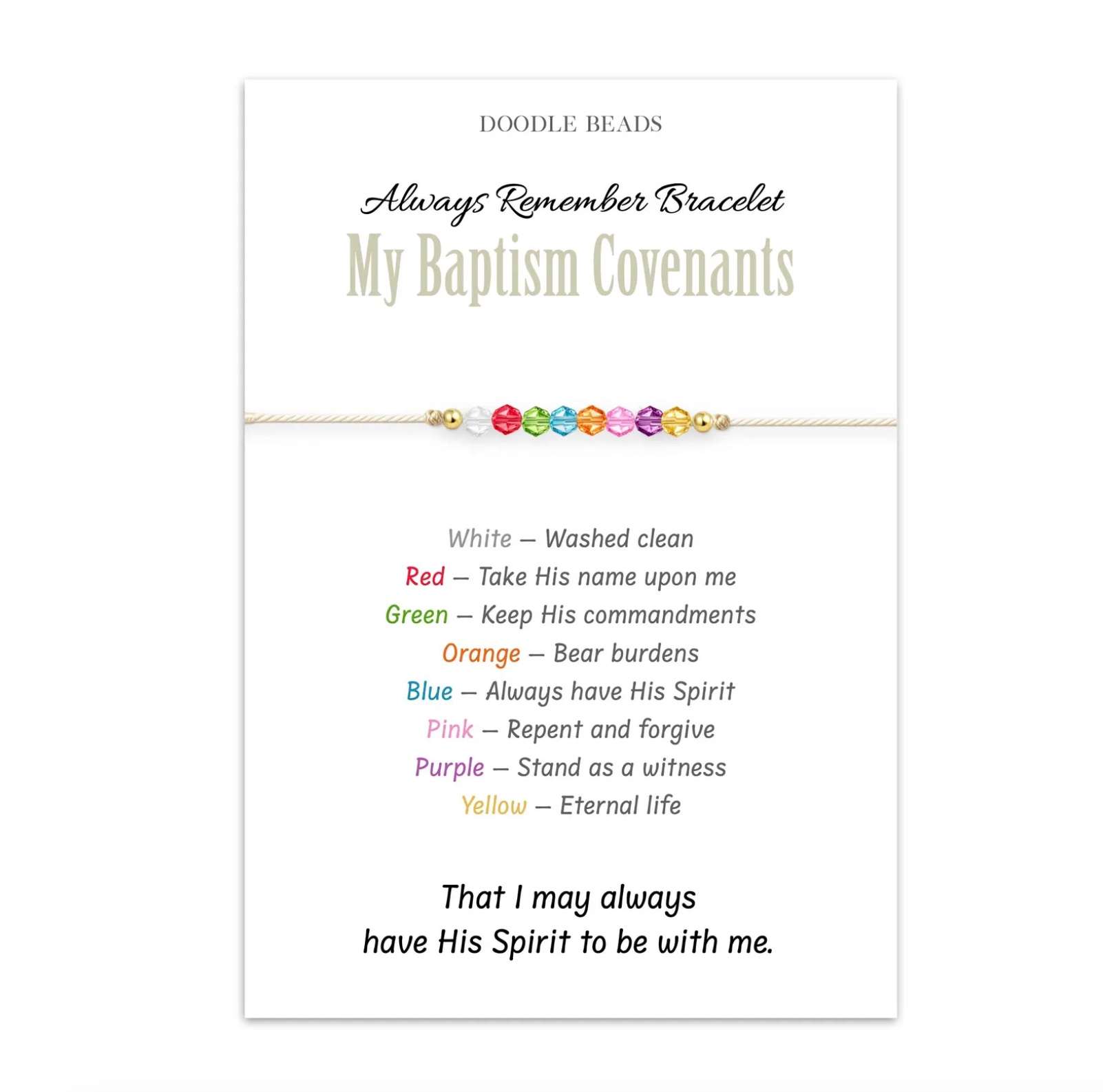 Always Remember Baptismal Covenants Beaded Bracelet 