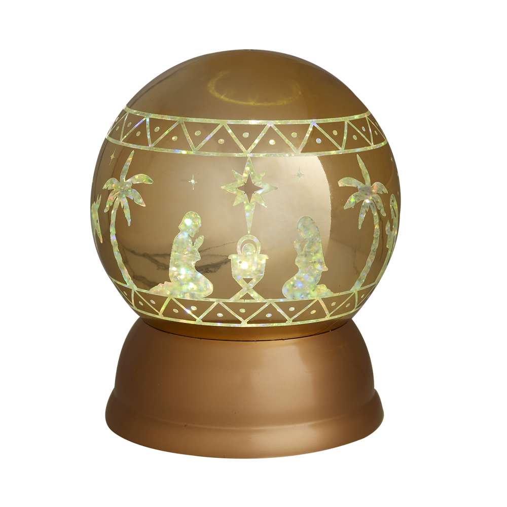 Light-up Gold Glitter Ball Nativity