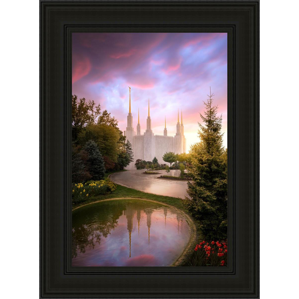 Washington, D.C. Temple, Reflections Into Eternity (30x22 Black Framed Canvas Print),  Washington, D.C. Temple, Reflections Into Eternity (30x22 Black Framed Canvas Print)