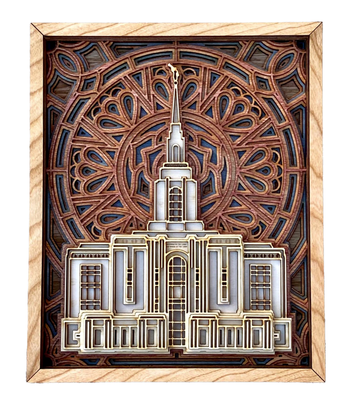 Red Cliffs Utah Temple Layered Wood Plaque