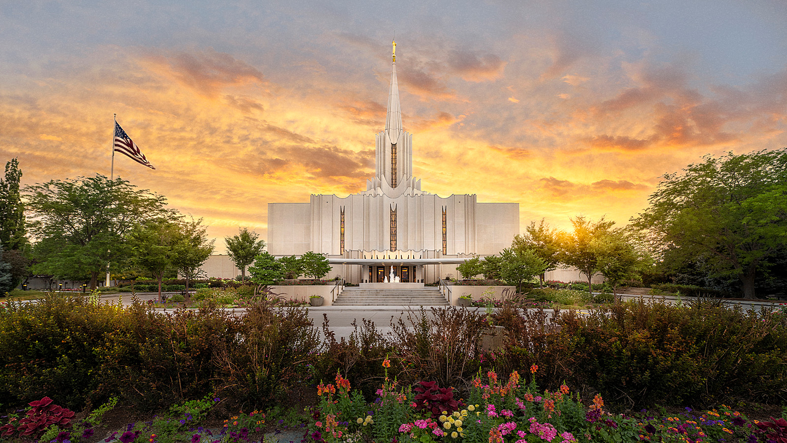 Jordan River Utah Temple, Fire of the Covenant Series (25x43 Framed Canvas Print), , large