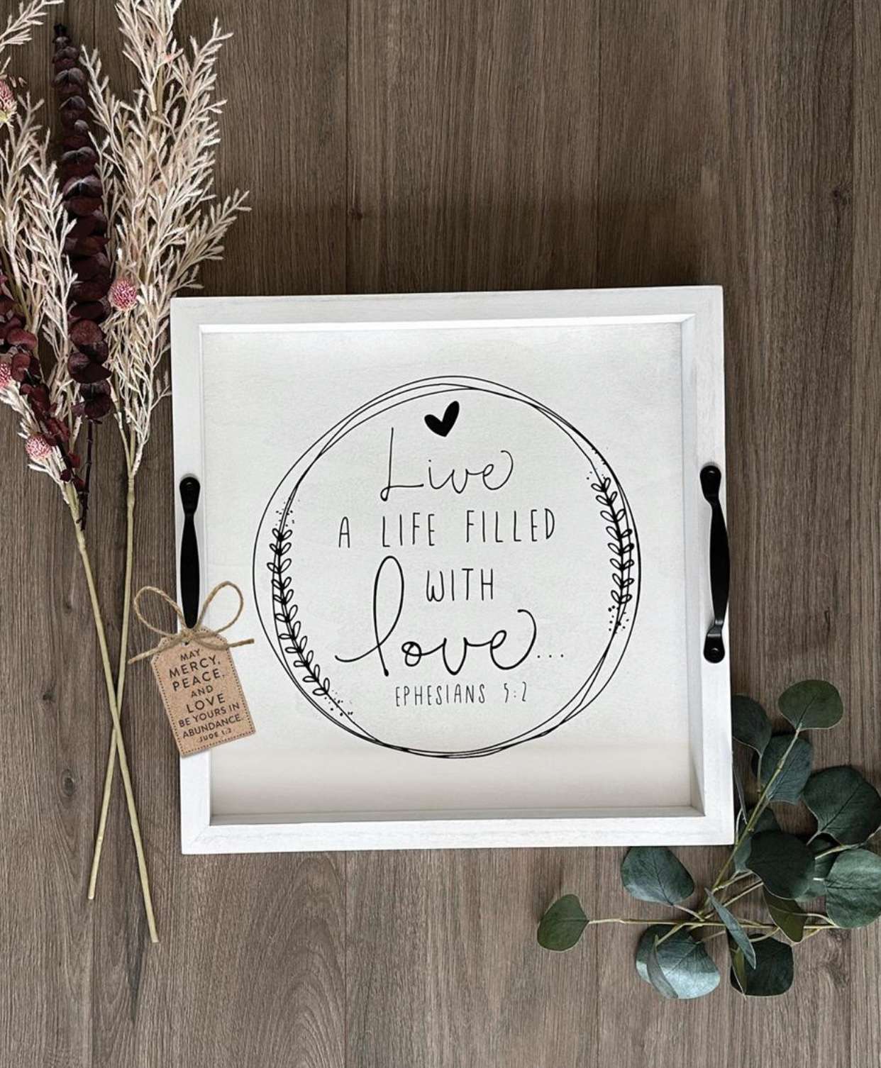Filled with Love Wood Tray, , large