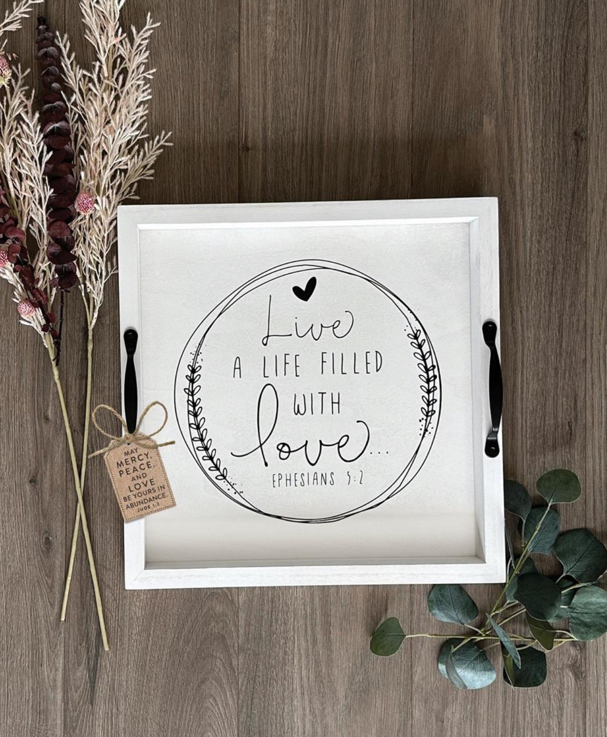 Filled with Love Wood Tray, , large