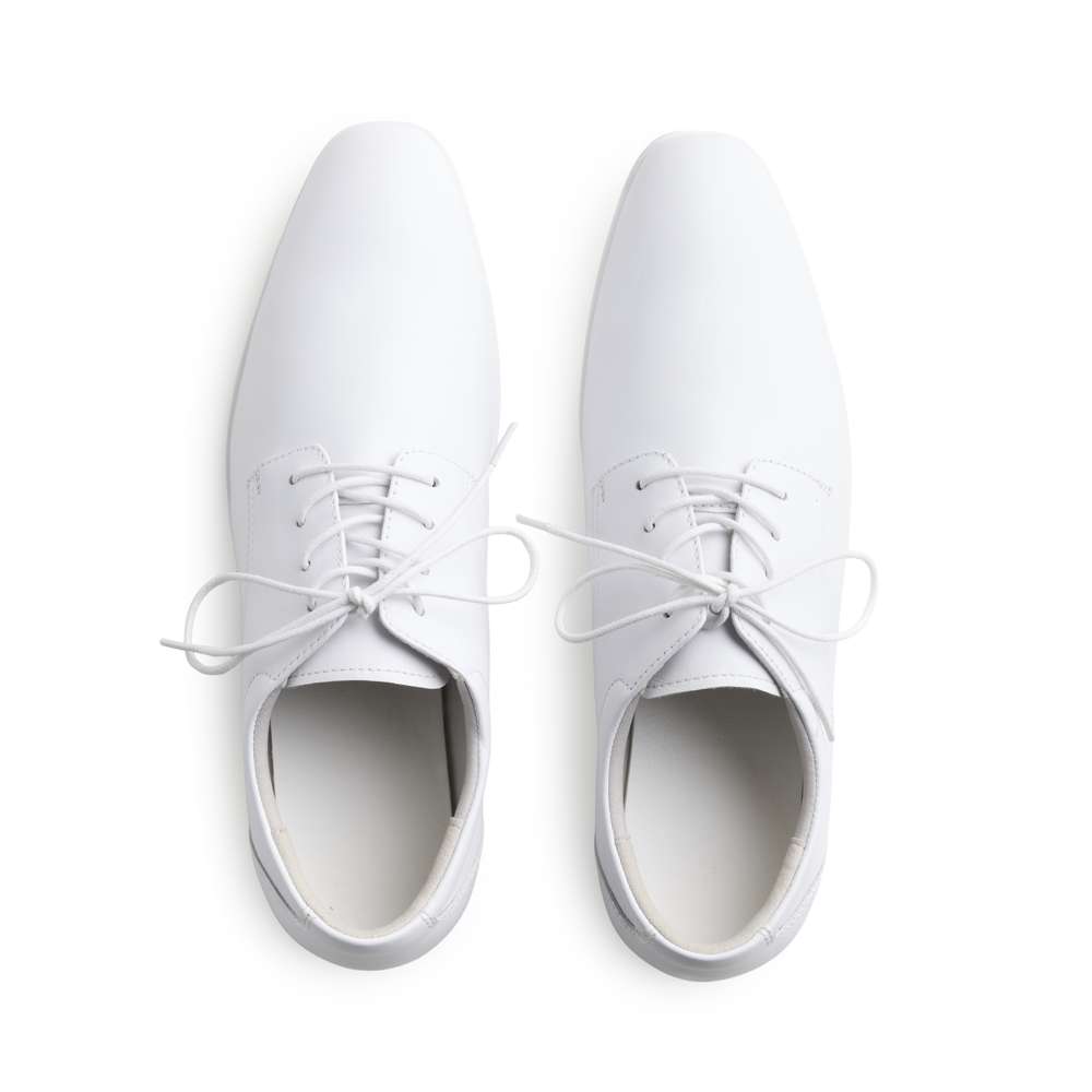 Men's White Lace Up Leather Temple Shoe Men's White Lace Up Leather Temple Shoe