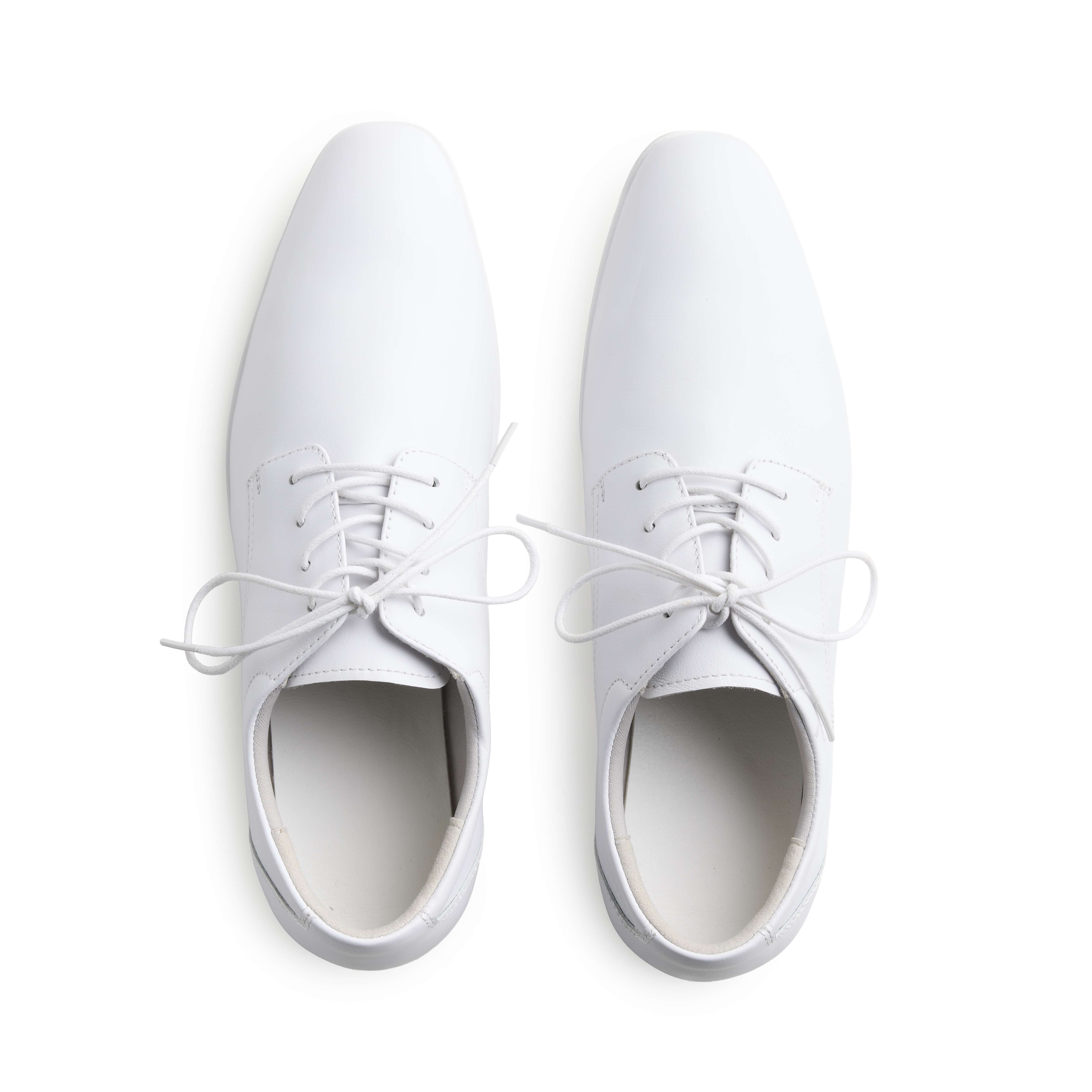 Men's White Lace Up Leather Temple Shoe