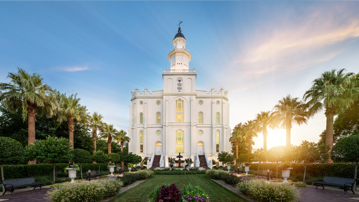 St. George Utah Temple, Fire of the Covenant Series (25x43 Framed Canvas Print), , large