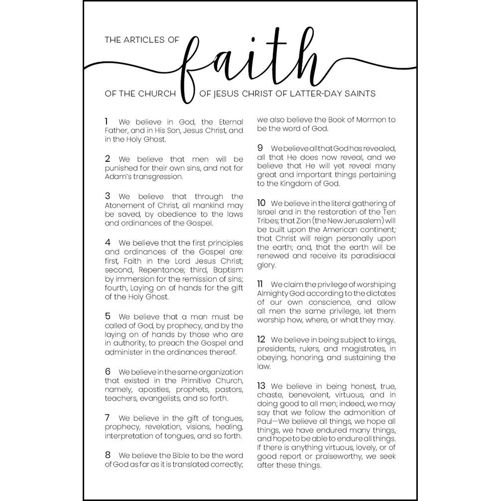 Articles of Faith Cursive Repositionable Poster, , large image number 0